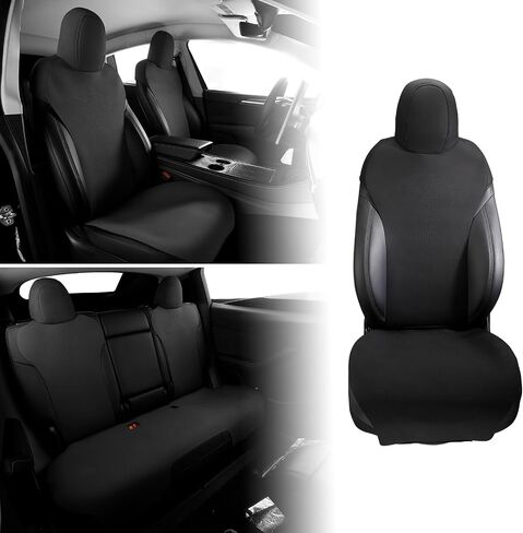 IKON MOTORSPORTS Seat Cover Cushions Compatible with 2017-2023 Tesla Model 3, Breathable Easy Clean Suede Leather Driver Seat Cushion Protector Cover (Front + Second Row, Purple, V1 Style) in Saudi Arabia