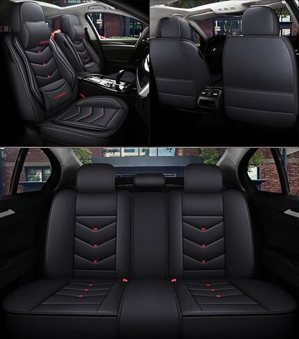 5 أغطية مقاعد لسيارة Kia Sportage Hybrid 2023-2025 أغطية مقاعد سيارة جلدية مقاومة للماء وجيدة التهوية، ملحقات داخلية غطاء مقعد وسادة هوائية متوافقة (بيج، فاخر) in Kuwait