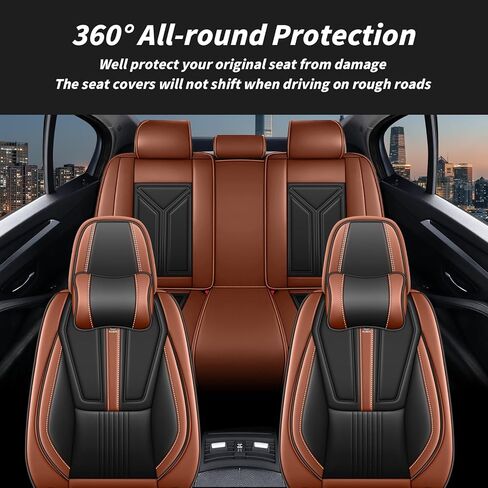 Arazi Custom 5 Full Seat Covers Fit for Hyundai Tucson 2010-2025, Full-Coverage Premium Waterproof Nappa Leather Seat Cover（5 Seats Luxury, Black&Brown） in Saudi Arabia