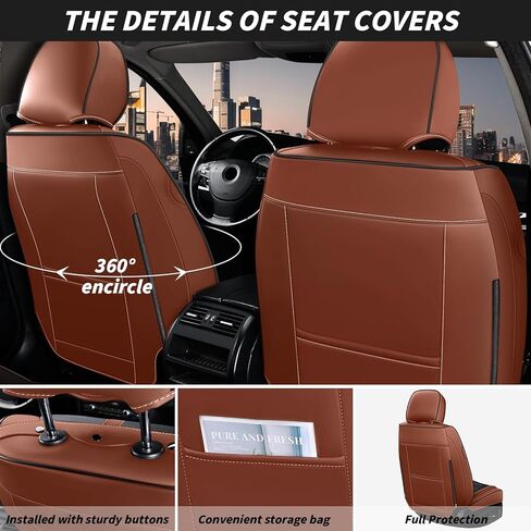 Arazi Custom 5 Full Seat Covers Fit for Hyundai Tucson 2010-2025, Full-Coverage Premium Waterproof Nappa Leather Seat Cover（5 Seats Luxury, Black&Brown） in Saudi Arabia