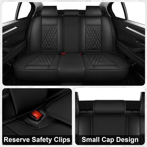 Car Seat Covers Fit for Nissan Maxima 1999-2023, 3D Waist Support & Premium Nappa Leather, Waterproof, Scratch-Resistant(Black Red, Full Set) in Kuwait