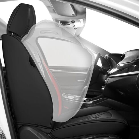 Car Seat Covers Fit for Nissan Maxima 1999-2023, 3D Waist Support & Premium Nappa Leather, Waterproof, Scratch-Resistant(Black Red, Full Set) in Kuwait
