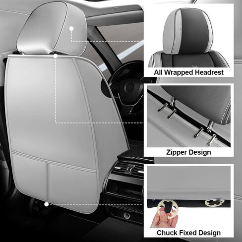 Car Seat Covers Fit for Honda Accord 1999-2025 Flanks All Wrapped and Side Airbag Compatibility of Premium Nappa Leather(Full Set, Black Gray) in Saudi Arabia