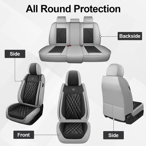 Car Seat Covers Fit for Honda Accord 1999-2025 Flanks All Wrapped and Side Airbag Compatibility of Premium Nappa Leather(Full Set, Black Gray) in Saudi Arabia