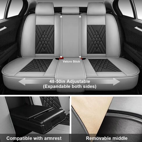 Car Seat Covers Fit for Honda Accord 1999-2025 Flanks All Wrapped and Side Airbag Compatibility of Premium Nappa Leather(Full Set, Black Gray) in Saudi Arabia