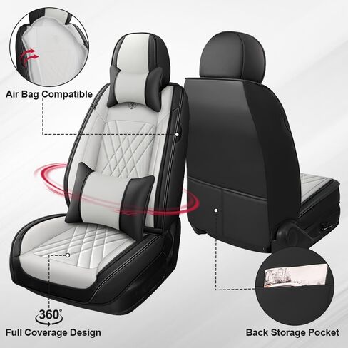 Car Seat Covers Fit for Honda Accord 1999-2025 Flanks All Wrapped and Side Airbag Compatibility of Premium Nappa Leather(Full Set, Black Gray) in Saudi Arabia