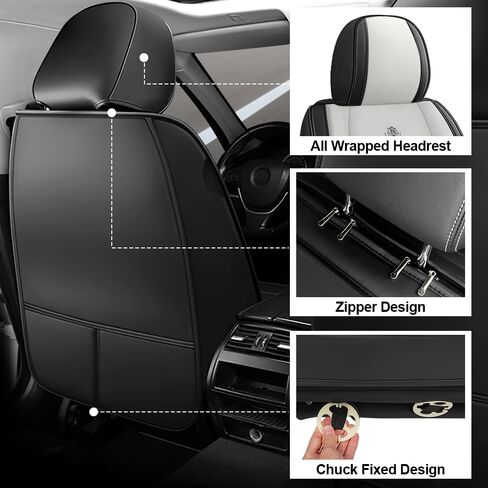 Car Seat Covers Fit for Honda Accord 1999-2025 Flanks All Wrapped and Side Airbag Compatibility of Premium Nappa Leather(Full Set, Black Gray) in Saudi Arabia
