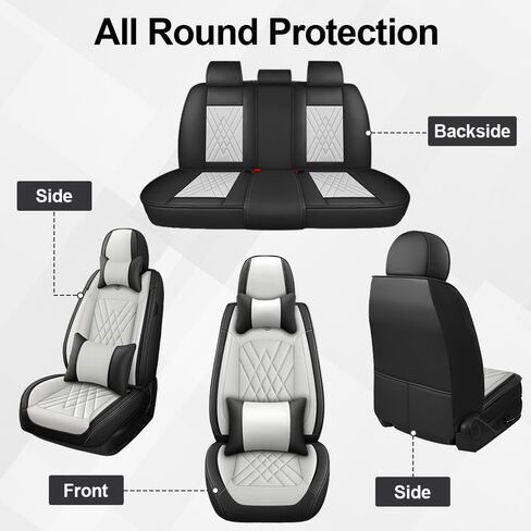 Car Seat Covers Fit for Honda Accord 1999-2025 Flanks All Wrapped and Side Airbag Compatibility of Premium Nappa Leather(Full Set, Black Gray) in Saudi Arabia
