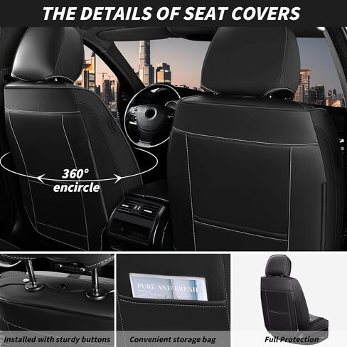 Arazi Custom 5 Full Seat Covers Fit for Hyundai Tucson 2010-2025, Full-Coverage Premium Waterproof Nappa Leather Seat Cover（5 Seats Luxury, Black&Brown） in Saudi Arabia