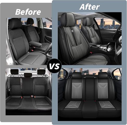 Arazi Custom 5 Full Seat Covers Fit for Hyundai Tucson 2010-2025, Full-Coverage Premium Waterproof Nappa Leather Seat Cover（5 Seats Luxury, Black&Brown） in Saudi Arabia