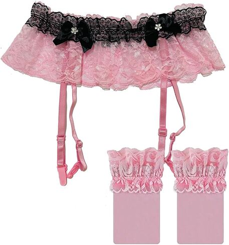 Mens Sissy Lingerie Outfits Lace Panties Underwear With 4 Garter Belt For Cross-dressers in Saudi Arabia