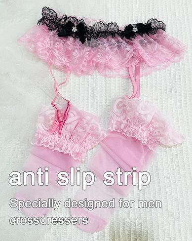 Mens Sissy Lingerie Outfits Lace Panties Underwear With 4 Garter Belt For Cross-dressers in Saudi Arabia