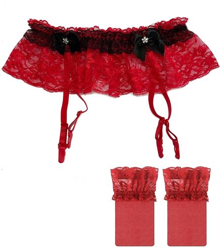 Mens Sissy Lingerie Outfits Lace Panties Underwear With 4 Garter Belt For Cross-dressers in Saudi Arabia