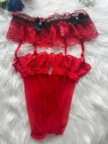 Mens Sissy Lingerie Outfits Lace Panties Underwear With 4 Garter Belt For Cross-dressers in Saudi Arabia