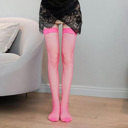 2Pairs Fishnet Thigh High Stocking for Women Silicone Lace Top Sheer Over Knee Silky Stockings in Saudi Arabia