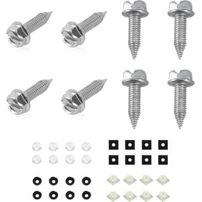 طقم براغي لوحة الترخيص مكون من 4 قطع، أجهزة تثبيت إطار علامة السيارة من الفولاذ المقاوم للصدأ المقاوم للصدأ، مسامير تثبيت ذاتية مضادة للسرقة لتأمين لوحات الترخيص والإطارات والأغطية (فضي، 4 قطع) in Kuwait