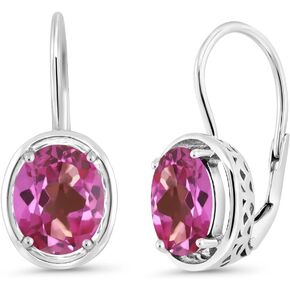 Gem Stone King 925 Sterling Silver Pink Mystic Topaz Women Dangle Earrings (3.60 Ct Oval 9X7MM) in Saudi Arabia
