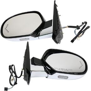 Garage-Pro Power Heated Side Mirrors for Cadillac Escalade ESV 2007-2014, Driver Passenger Side, Power Fold, Signal Light, Memory, Puddle Lamp, Chrome, Without Blind Spot Monitor in Kuwait