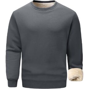 Flygo Men's Sherpa Lined Sweatshirts Fleece Pullover Top Cotton Crew Neck Sweatshirt Warm Sweater Winter Clothes in Kuwait