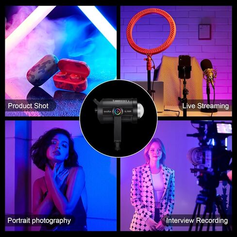Godox SL300R 310W RGB LED فيديو ضوء 5600K@1M CRI≥96 ، TLCI≥96 14 FX Bowens Mount Silent Continuous Light App/2.4g Control 360 ° كاملة 60 هلامًا لتسجيل الفيديو. in Saudi Arabia