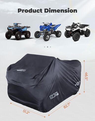 غطاء KEMIMOTO ATV، غطاء رباعي العجلات مقاوم للماء للاستخدام الخارجي، متوافق مع Can-Am Outlander 650 850 Polaris Sportman 1000 Touring 570 CFMOTO Kawasaki، 96Lx49Wx47H بوصة in Saudi Arabia