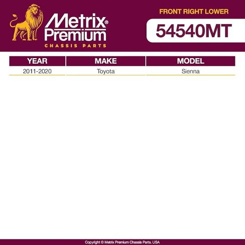 صنع في أوروبا - ذراع التحكم السفلي الأيمن الأمامي الفاخر من Metrix RK640435 يناسب 2000-2003 Toyota Tundra، 2001-2003 Toyota Sequoia in Saudi Arabia