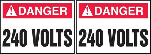 ملصق أمان Accuform LELC172XVE لاصق Dura-Vinyl، Legend "Danger 240 Volts"، طول 2.5 بوصة × عرض 3.5 بوصة × سمك 0.006 بوصة، أحمر/أسود على أبيض in Kuwait