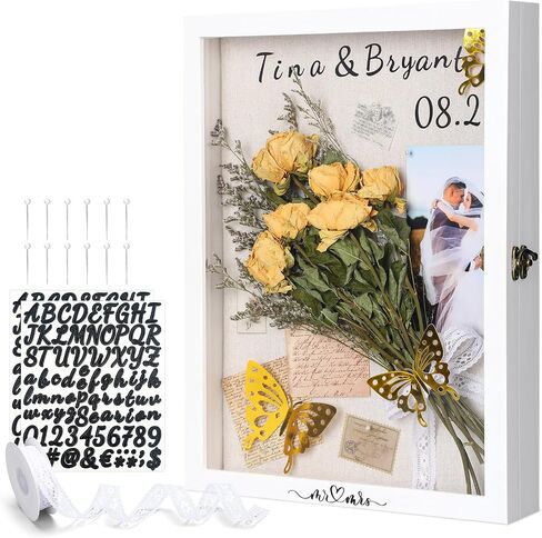 Yookeer 12 x 16 Wedding Large Shadow Box Memorial Flower Display Case Picture Frame Large Keepsake Box Dried Bouquet Flower DIY Decoration Kit Gift for Wedding Bouquet Memorabilia Photo Memory Frame in Saudi Arabia
