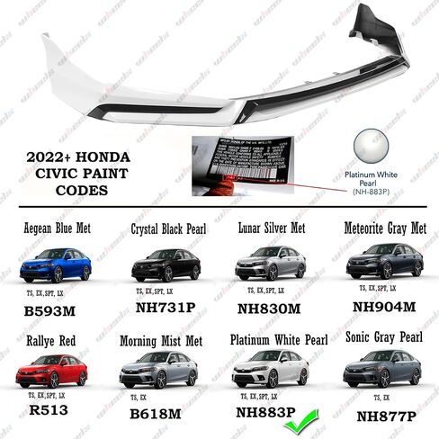 الشفة الأمامية والشبكة متوافقة مع 2022-2024 Honda Civic، JDM V3 Style Air Dam Bumper Splitter Protection Body Kit يناسب سيارات السيدان ذات الأربعة أبواب وهاتشباك (أسود لامع وأحمر Rallye R513) in Saudi Arabia