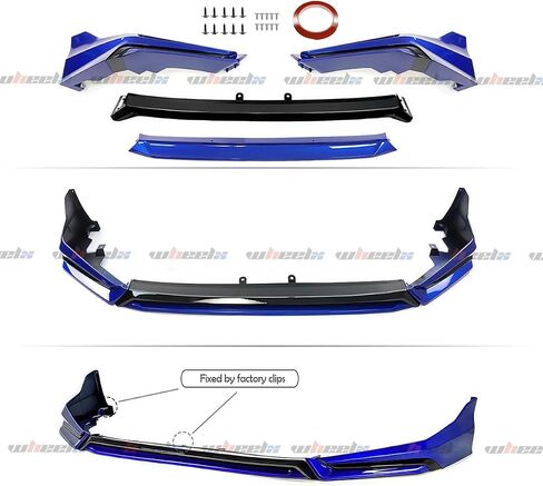 الشفة الأمامية والشبكة متوافقة مع 2022-2024 Honda Civic، JDM V3 Style Air Dam Bumper Splitter Protection Body Kit يناسب سيارات السيدان ذات الأربعة أبواب وهاتشباك (أسود لامع وأحمر Rallye R513) in Kuwait
