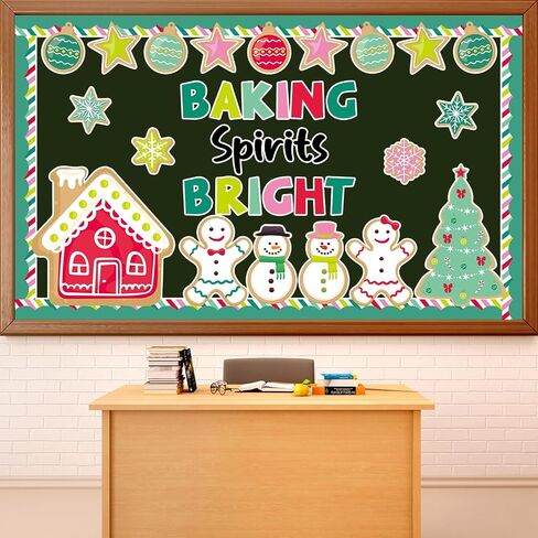 Justforjoyful Winter Bulletin Board Decorations Set Christmas Tree Bulletin Board Snowman Snowflake Paper Cutout Decor for Classroom School Chalkboard Wall Door Holiday Xmas Party Supplies in Saudi Arabia