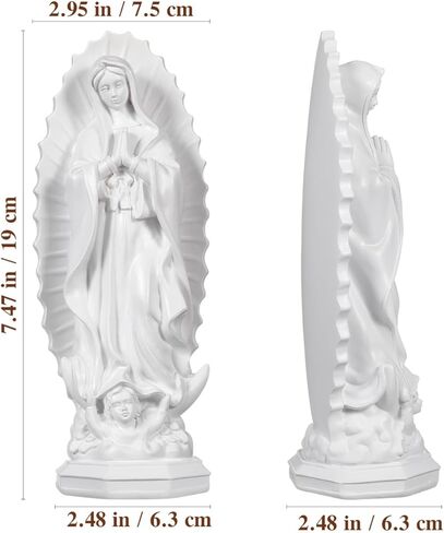 تمثال DECHOUS Lady of Guadalupe باللون الأبيض - تمثال العذراء 7.5 سم ارتفاعًا من الراتنج الكاثوليكي الديني Virgen de Guadalupes Mary تمثال سطح الطاولة ديكور المنزل والمكتب in Kuwait