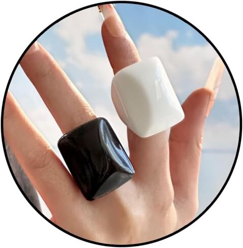 Chunky Acrylic Ring Set for Women,Boho Multicolor Resin Knuckle Finger Rings Statement Stackable y2k Geometry Ring Simplicity Spring Summer Beach Jewelry in Kuwait