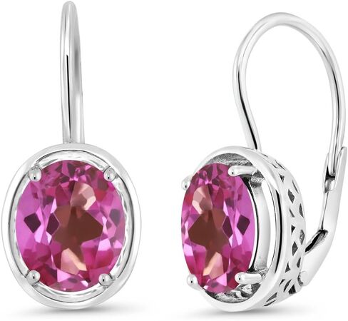 Gem Stone King 925 Sterling Silver Pink Mystic Topaz Women Dangle Earrings (3.60 Ct Oval 9X7MM) in Saudi Arabia