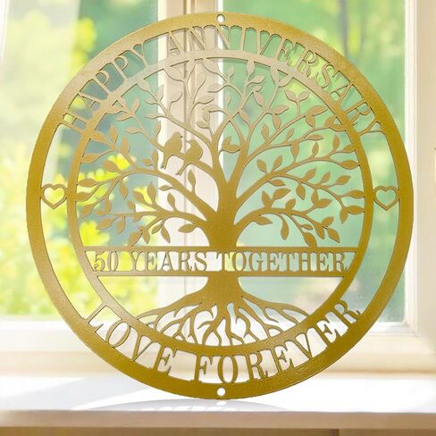 12'' 50th Anniversary Wedding Gifts for Couple, Parents, Friends,Happy 50th Anniversary Wedding Gifts, Golden Anniversary Decorations in Saudi Arabia