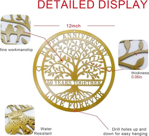 12'' 50th Anniversary Wedding Gifts for Couple, Parents, Friends,Happy 50th Anniversary Wedding Gifts, Golden Anniversary Decorations in Saudi Arabia