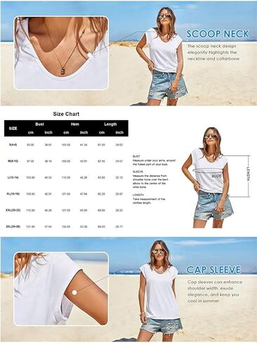 Summer T Shirt for Women Casual Cap Sleeve Tank Tops Loose Fit Basic Shirts in Saudi Arabia