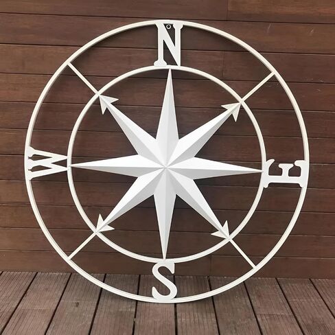 Nightclawing Nautical Compass Wall Decor,Coastal Nautical Beach Decor, Porch Patio Wall Hanging,41" (White) in Saudi Arabia