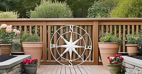 Nightclawing Nautical Compass Wall Decor,Coastal Nautical Beach Decor, Porch Patio Wall Hanging,41" (White) in Saudi Arabia