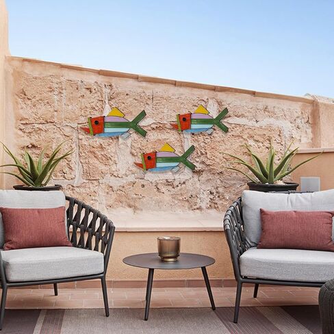 EVINIS Wood Fish Wall Art Coastal Decor, Hanging Fish Wall Decor for Nautical Beach Lake House Ocean Bathroom Decoration, 1pc in Kuwait