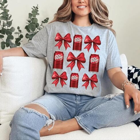 Vintage Coquette Bow Dr. P.epper Sweatshirt Dr. Pep Red Bow Shirt Trendy Soda Tee Fun Dr. P.epper Lover Gift Trendy Soda Sweater in Saudi Arabia
