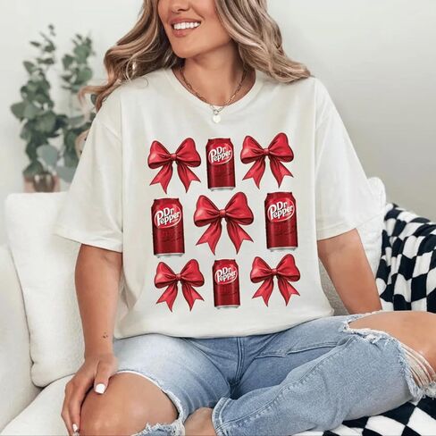 Vintage Coquette Bow Dr. P.epper Sweatshirt Dr. Pep Red Bow Shirt Trendy Soda Tee Fun Dr. P.epper Lover Gift Trendy Soda Sweater in Saudi Arabia