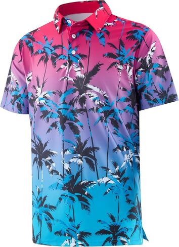 APTRO Men's Polo Shirts Short Sleeve Moisture Wicking Fashion Print Hawaiian Golf Shirts for Men in Kuwait