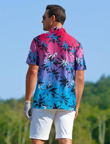 APTRO Men's Polo Shirts Short Sleeve Moisture Wicking Fashion Print Hawaiian Golf Shirts for Men in Kuwait