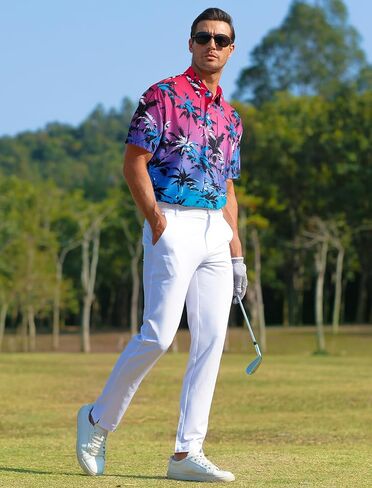 APTRO Men's Polo Shirts Short Sleeve Moisture Wicking Fashion Print Hawaiian Golf Shirts for Men in Kuwait