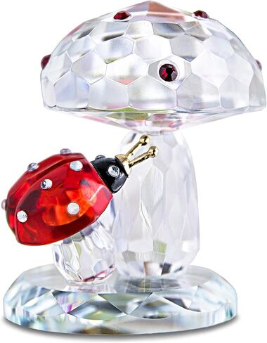 Crystal Ladybug on Mushroom Figurine Statues Collectible Home Table Decoration Ornament in Saudi Arabia