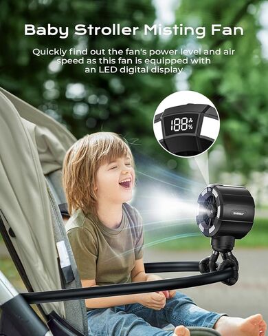 6000 مللي أمبير في الساعة مروحة ضبابية للعربة ، 3 سرعات مروحة مقطع محمولة مع رذاذ متقطع/مستمر ، تبريد 14 ساعة ، جبل قابل للفصل ، مؤقت وضوء ليلي للطفل (خزان ماء 100 مل)- in Kuwait