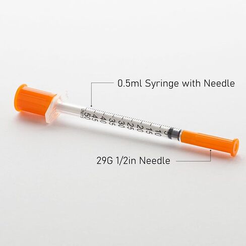 JIBENGAO U-100 Syringe with Needle 31Ga 1cc 5/16"(8mm)- Pack of 50 Pcs in Kuwait