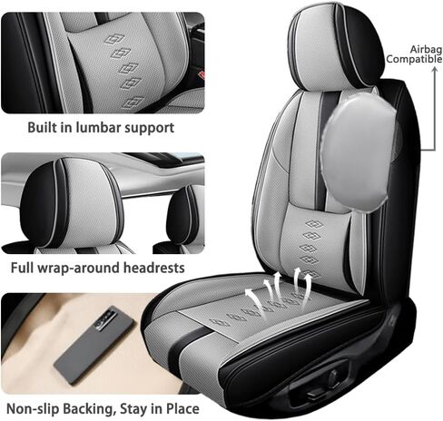 Front Set Leather Seat Covers for Lincoln Blackwood 2002,Breathable and Waterproof Faux Leather Automotive Seat Cushion Covers,Full Wrapping Edge Car Seat Cover(Beige,2PCS) in Saudi Arabia