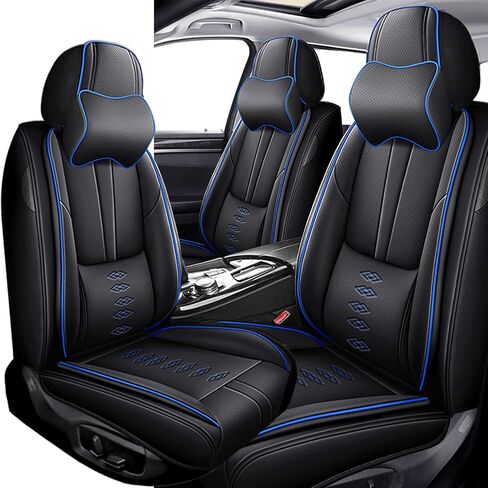 Front Set Leather Seat Covers for Mazda Mazda5 2006-2015,Breathable and Waterproof Faux Leather Automotive Seat Cushion Covers,Full Wrapping Edge Car Seat Cover(Black Red,with Pillows) in Saudi Arabia